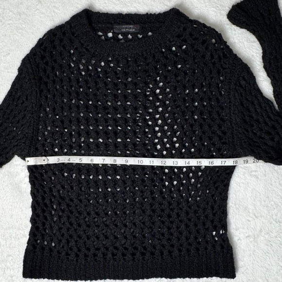 Simons Open Knit Mesh Crew Neck Sweater Black Women's Size XS/S - Picture 8 of 11